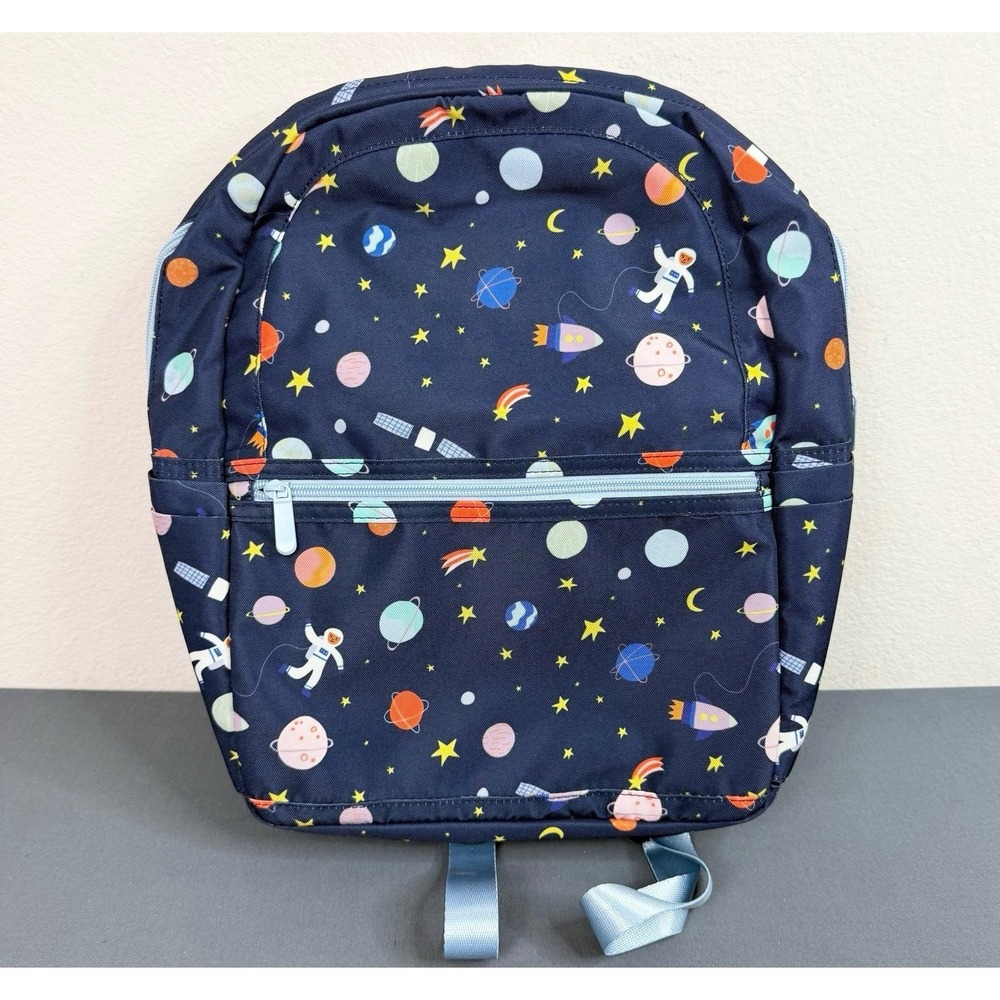 Quince Recycled Double Pocket Kids Backpack Space Print 15x12 NWT